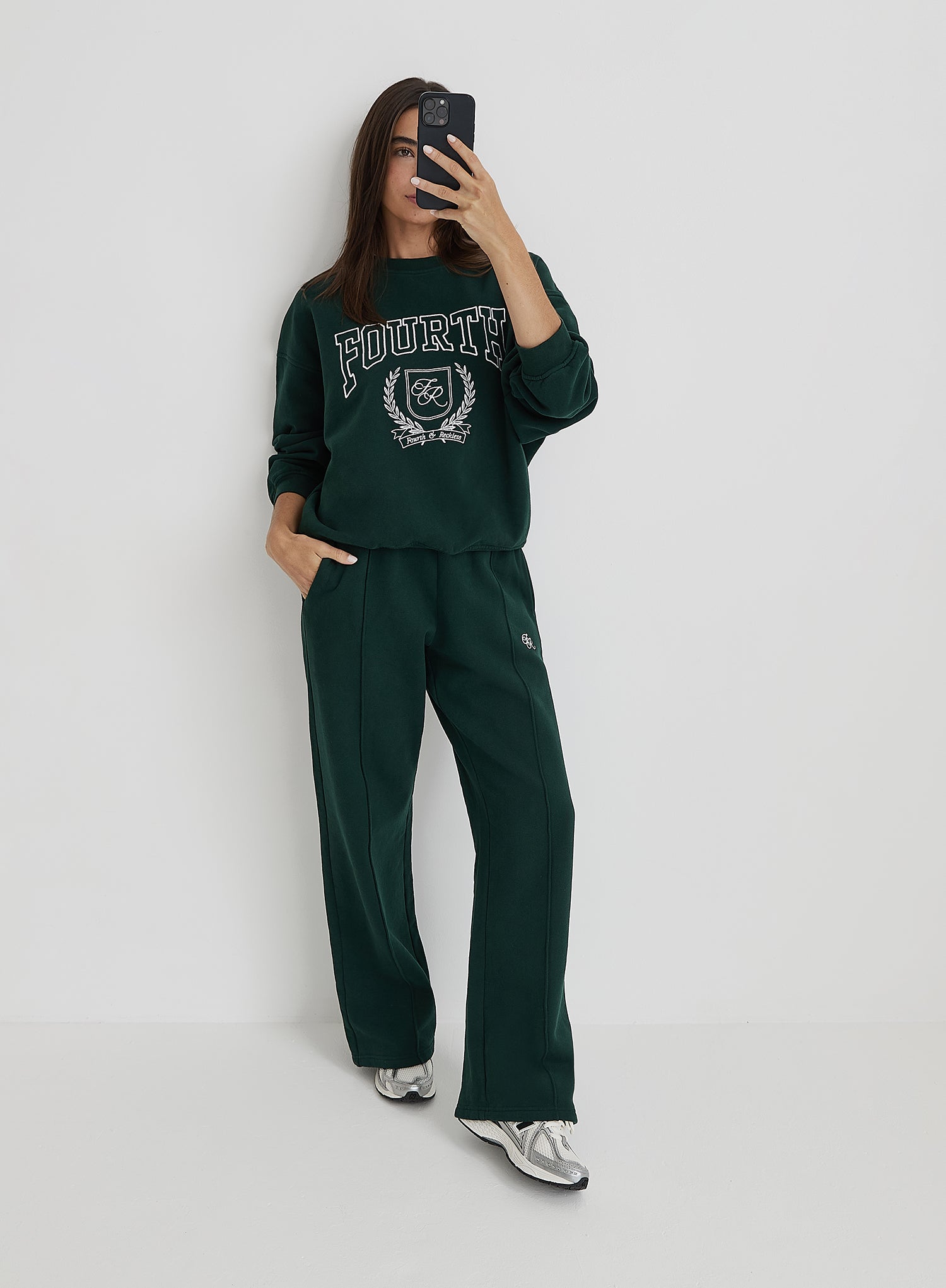 Green Fourth Branded Wide Leg Jogger